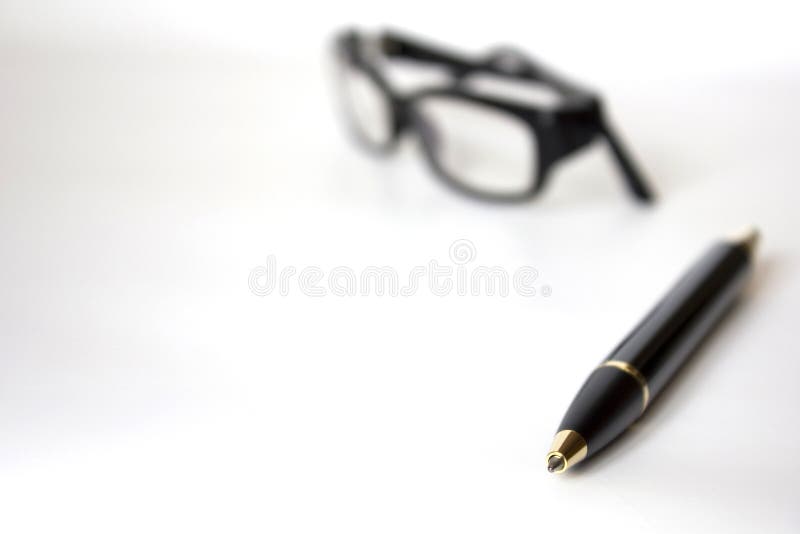 Eyeglasses And Pen Isolated Stock Image Image of grammar, eyesight