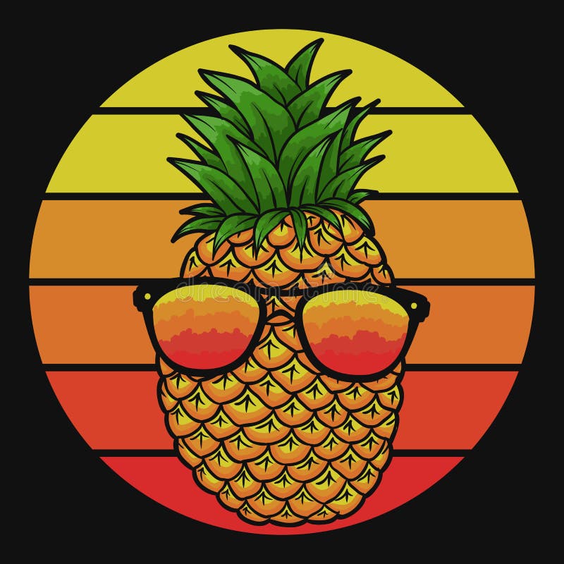 Pineapple eyeglasses sunset vector illustration for your company or brand. Pineapple eyeglasses sunset vector illustration for your company or brand