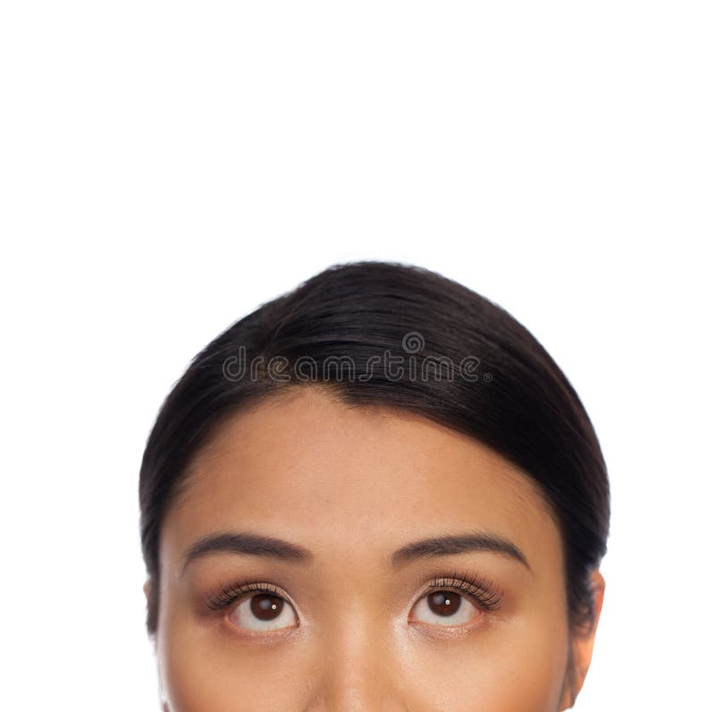 Eyes of an Asian woman looking up