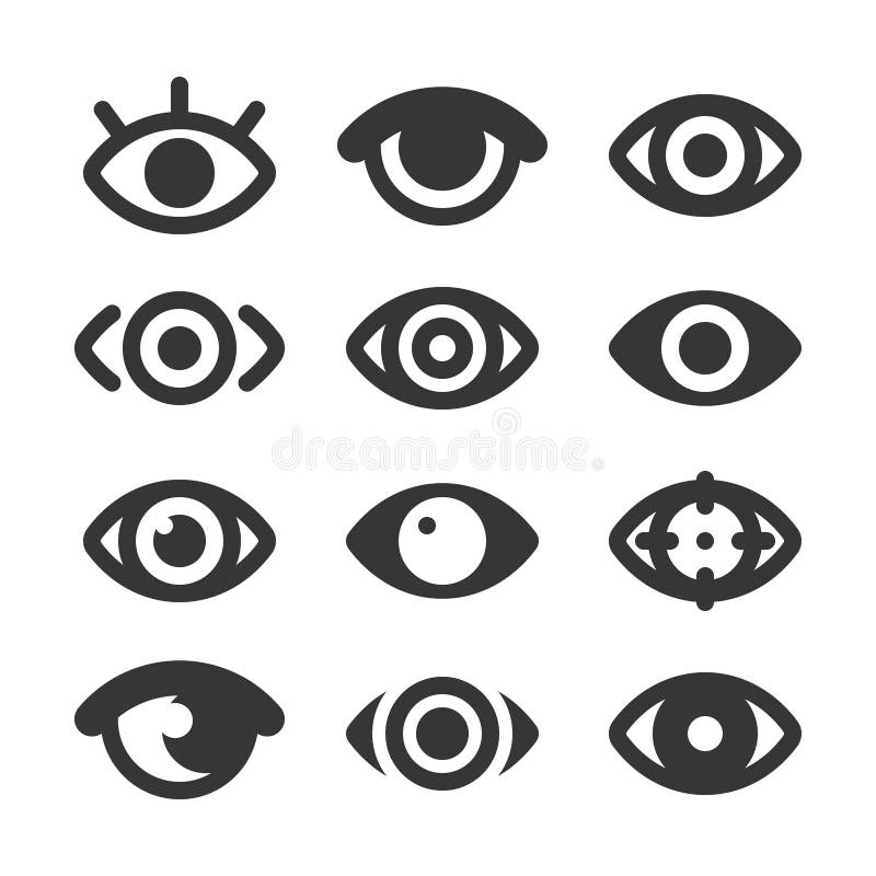 Eyes Icon Vector Set. Isolated Eye Collection Stock Vector
