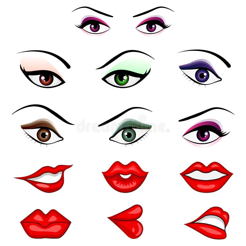 Eyes and Lips stock vector. Illustration of lips, background 24122739