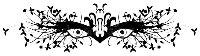 Eyes a tatuagem no preto com fantasia floral isolada ilustração stock Eyes a tatuagem no preto com fantasia floral isolada ilustração stock