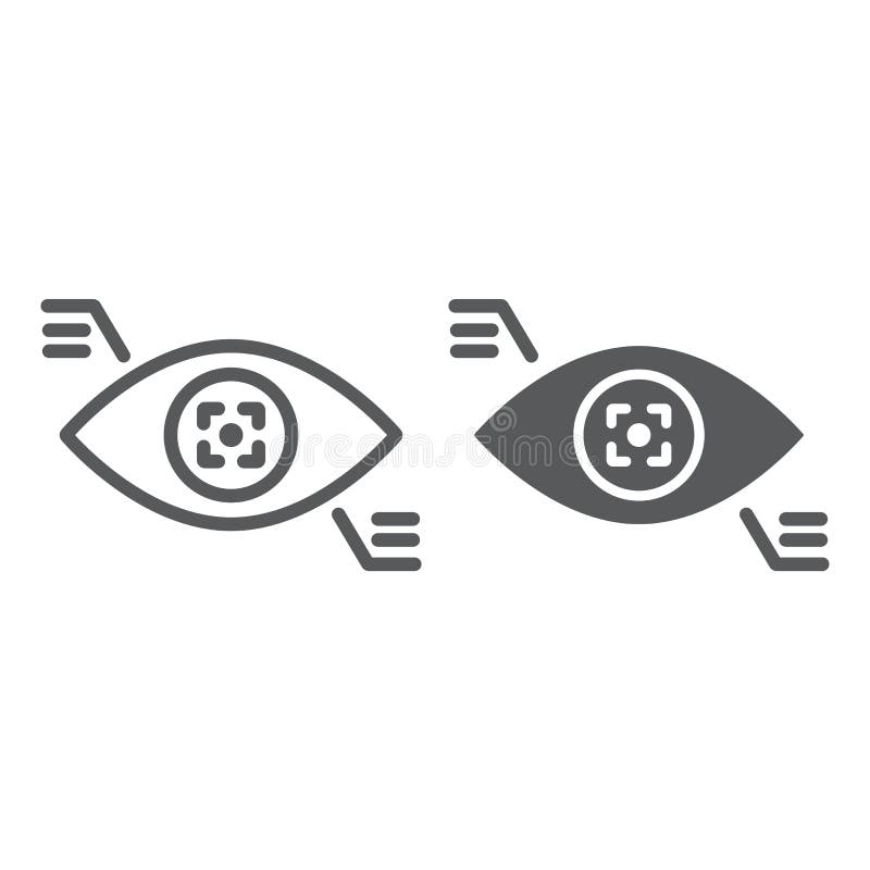 Eyetap line and glyph icon, sensor and innovation, eye tracking sign, vector graphics, a linear pattern on a white royalty free illustration