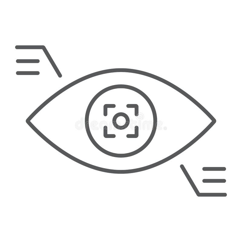 Eyetap thin line icon, sensor and innovation, eye tracking sign, vector graphics, a linear pattern on a white background stock illustration
