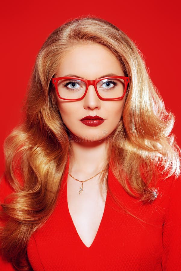 Eyewear style stock photo. Image of cosmetics, blonde 