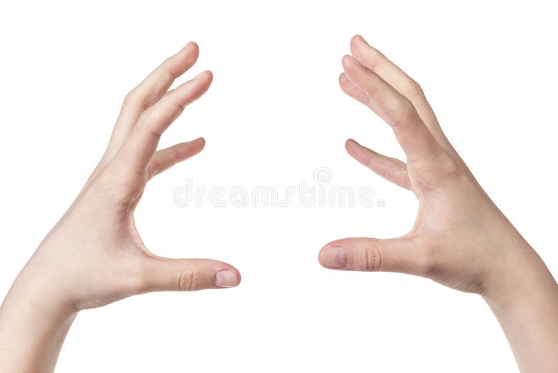 Żeńska nastoletnia ręka trzyma niewidzialną sferę