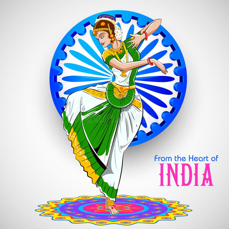 Żeński tancerza taniec na Indiańskim tle pokazuje kolorową kulturę India ilustracja wektor Żeński tancerza taniec na Indiańskim tle pokazuje kolorową kulturę India ilustracja wektor