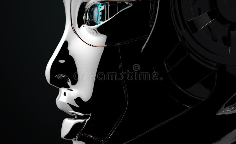 Żeńskiej robot twarzy Futurystyczny projekt