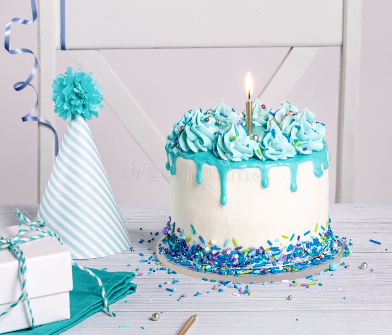 Bougie 1er anniversaire bleu et paillettes - Planète Gateau