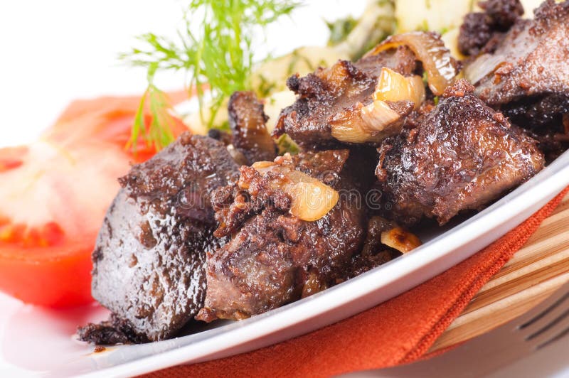 Fígado De Carne De Porco Frita Na Folha De Bananeira Imagem de Stock -  Imagem de colesterol, oleoso: 159448785