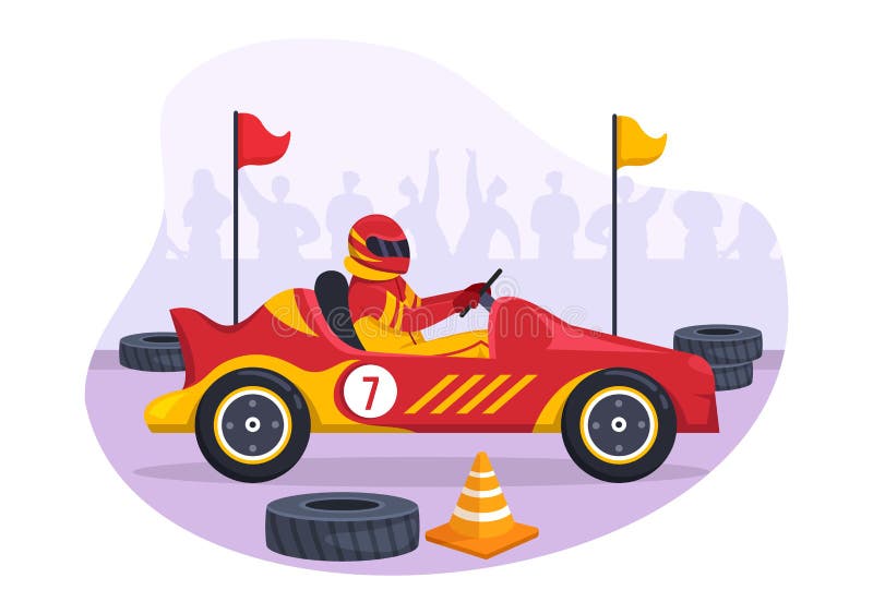 Ilustração Engraçada Do Carro Da Corrida Da Fórmula Dos Desenhos