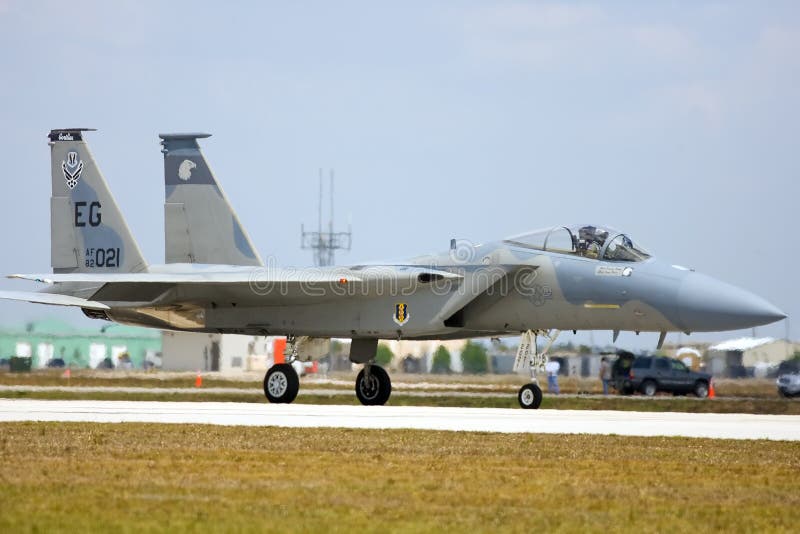 An F-15 Strike Eagle taxiing