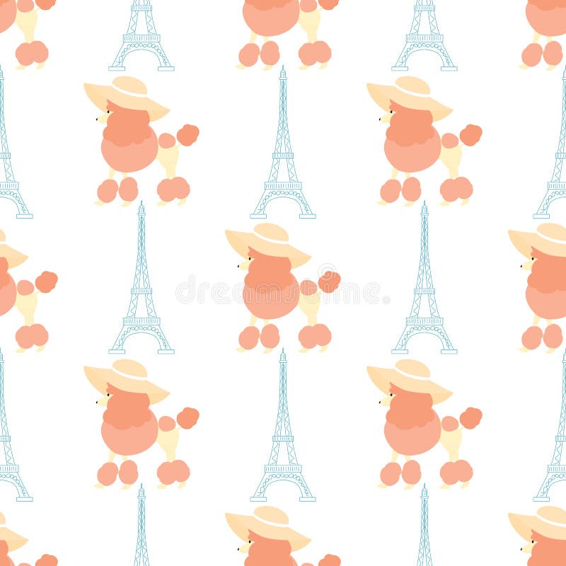 Pretty Poodle with Hat Travel in Paris Seamless Pattern Background. Cartoon  Dog Puppy Background. Travel Background Stock Vector - Illustration of  funny, background: 178883128