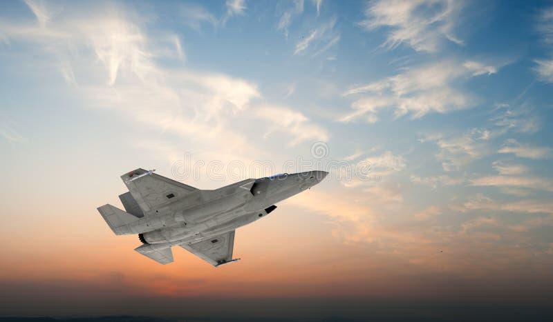 F 35 , american military fighter plane.Jet plane. Fly in clouds