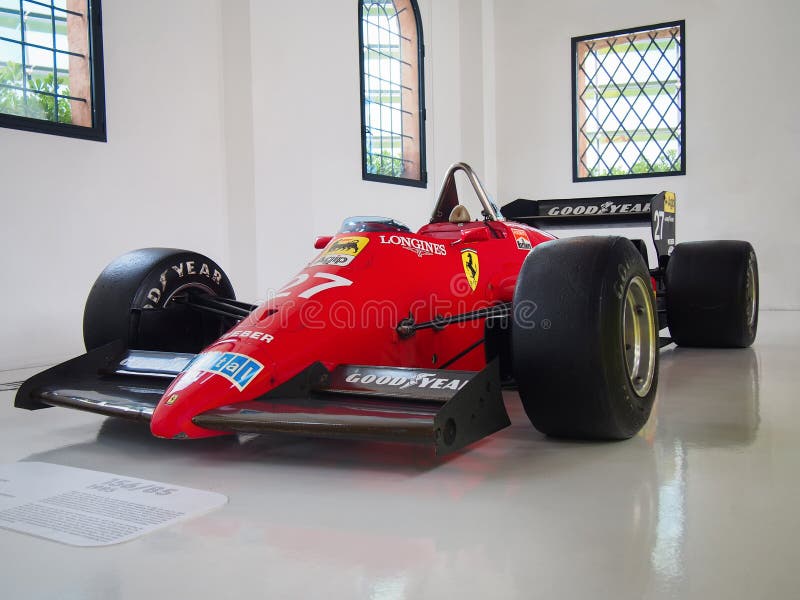 MODENA, ITALY-JULY 21, 2017: 1985 F1 Ferrari 156/85 in the Enzo Ferrari Museum in Modena, Italy. Michele Alboreto drove this Formula 1 race car to second place in the 1985 World Drivers` Championship