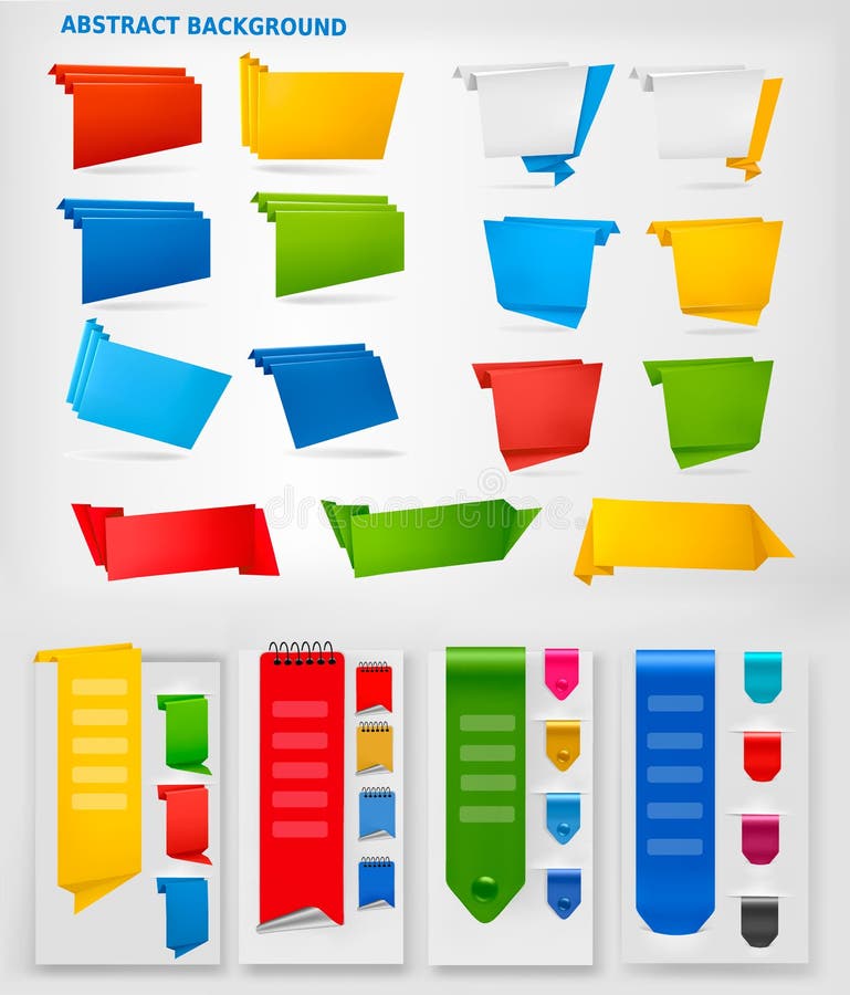 för färgrikt enormt set vektor origamipapper för baner royaltyfri illustrationer för färgrikt enormt set vektor origamipapper för baner royaltyfri illustrationer