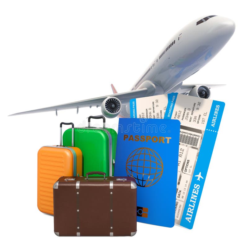 F? r dublin f? r bilstadsbegrepp litet lopp? versikt Flygplan med passet, biljetter för flygbolaglogipasserande och bagage framf? ra vektor illustrationer
