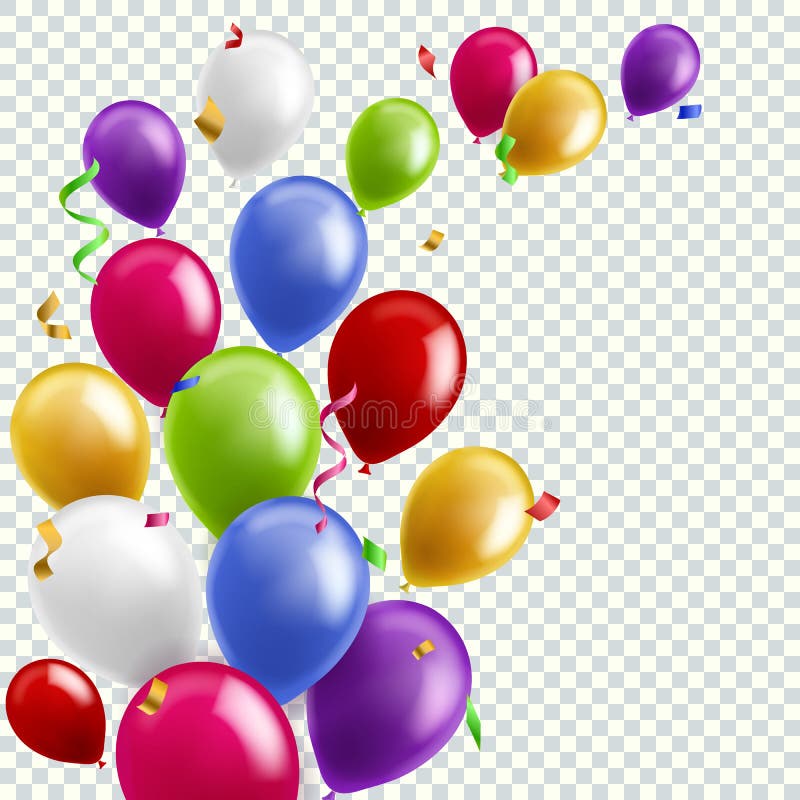 F? rgballongbakgrund Flyga färgrik garnering för ballongfödelsedagparti Årsdagberömkort, baner royaltyfri illustrationer