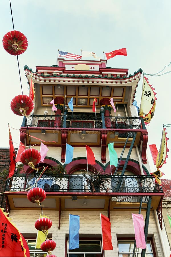 F?rgrik kineskvarter i San Francisco, Kalifornien arkivfoto F?rgrik kineskvarter i San Francisco, Kalifornien arkivfoto