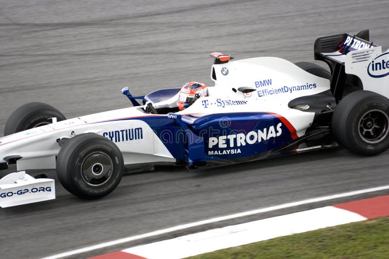 F1 que compite con 2009 - Roberto Kubica (BMW Sauber) foto de archivo libre de regalías F1 que compite con 2009 - Roberto Kubica (BMW Sauber) foto de archivo libre de regalías