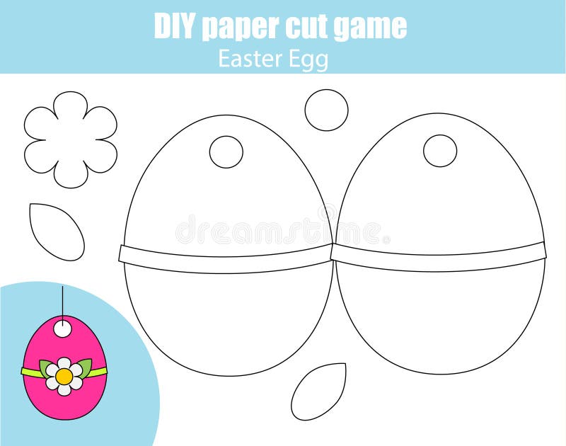 Corte e combine partes do jogo de ovo de páscoa para crianças planilha  imprimível de ilustração vetorial