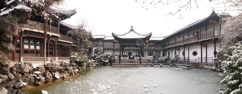 National key cultural unit He Garden from the old town of Yangzhou, Qing Dynasty, winter. National key cultural unit He Garden from the old town of Yangzhou, Qing Dynasty, winter