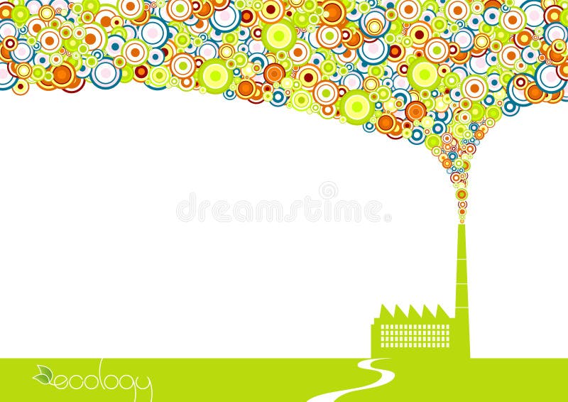 Fabbrica verde con fumo. illustrazione di stock Fabbrica verde con fumo. illustrazione di stock