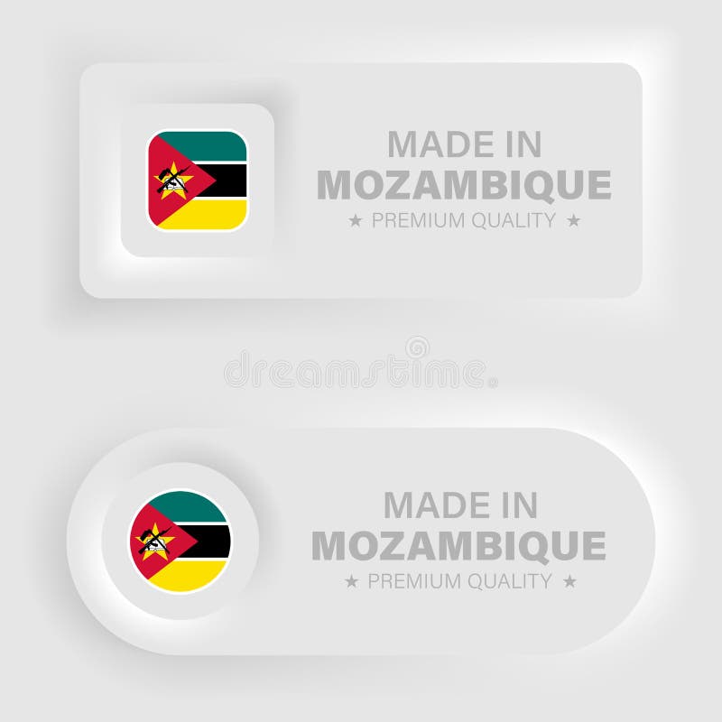 Fabbricato in mozambico, grafico ed etichetta illustrazione di stock