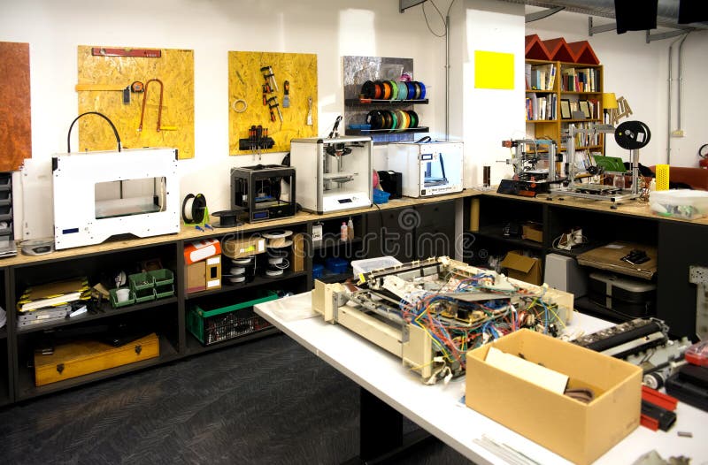 Fablab and 3D Printing stock image Fablab and 3D Printing stock image