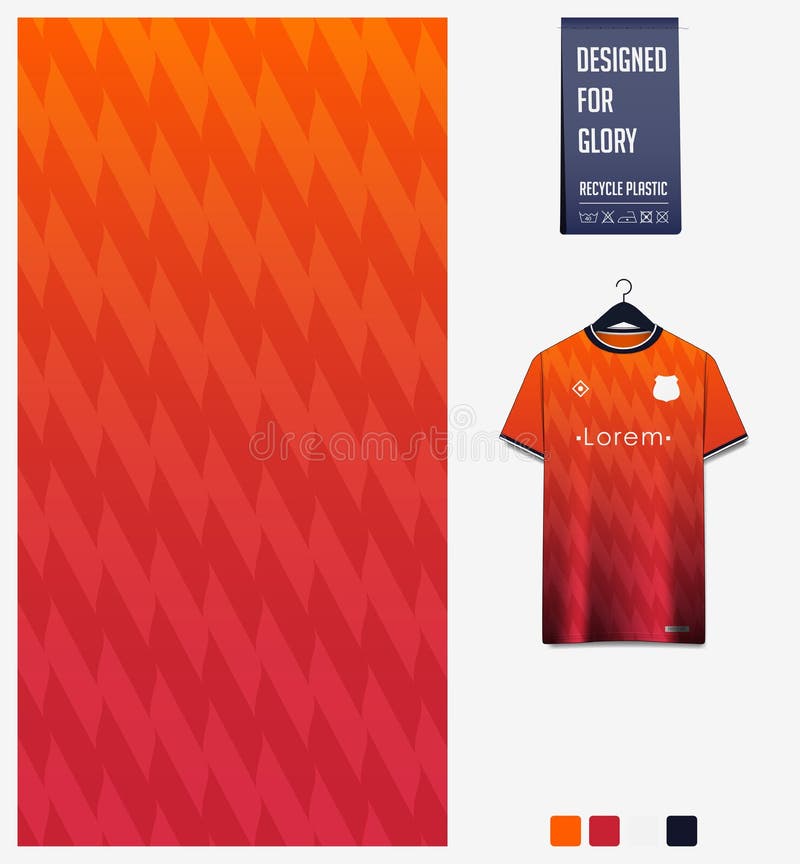 Fabric pattern design. Abstract pattern on blue orange background for soccer jersey, football kit or sports uniform. Vector