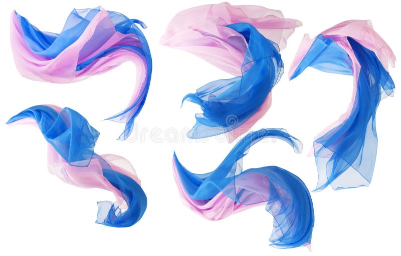 Tessuto che Scorre Panno Onda, di Seta Sventolando Volare Raso, Rosa di Colore Blu su Sfondo Bianco.