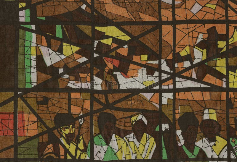 Fabric Impression As a Stainedglass Window. Stock Image Image of