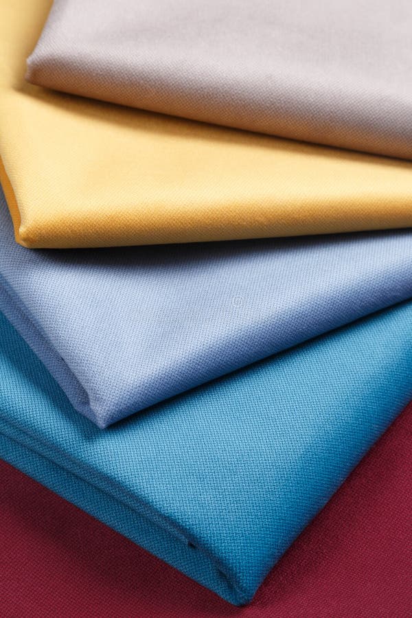 Fabric Neatly Folded, Laid Out with Different Patterns for Design Stock Image Image of