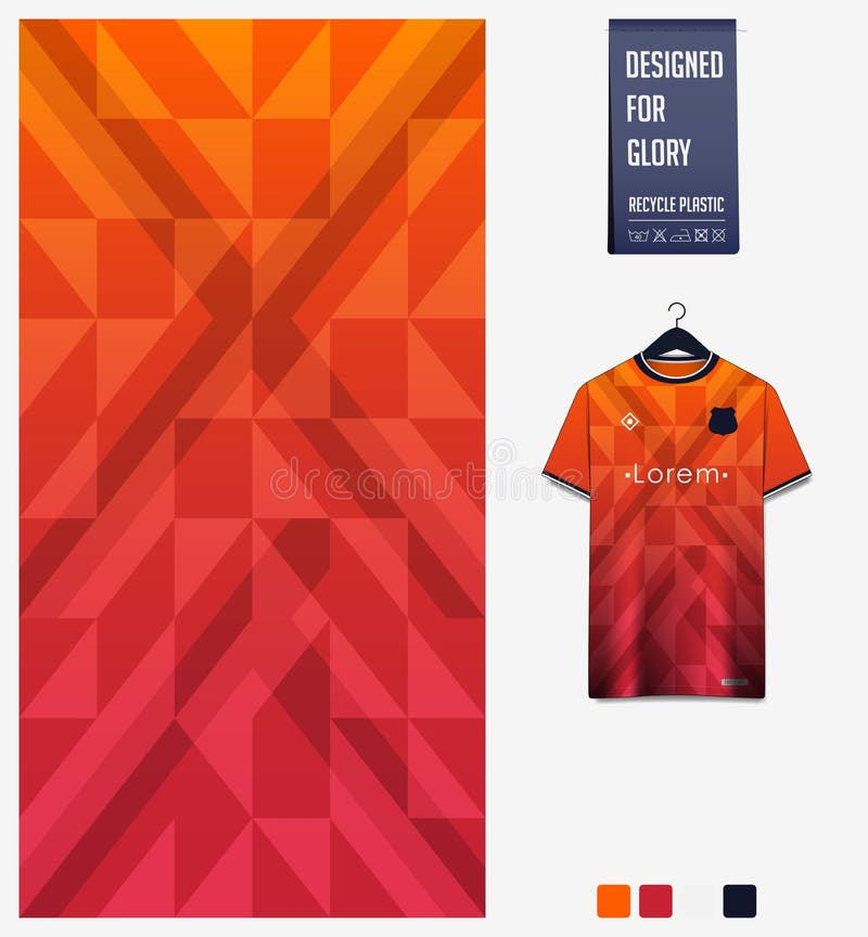 Fabric textile design. Orange gradient geometry shape pattern for soccer jersey, football kit, baseball uniform or sports shirt.