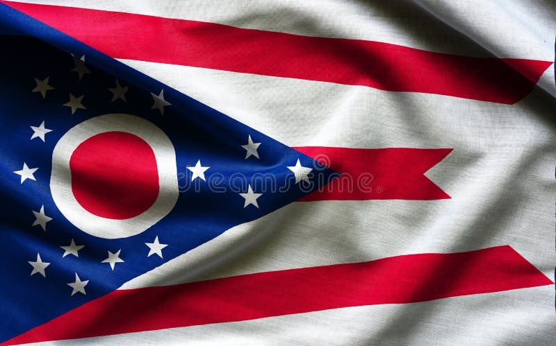 Fabric texture of the Ohio Flag background - Flags from the USA. Fabric texture of the Ohio Flag background - Flags from the USA