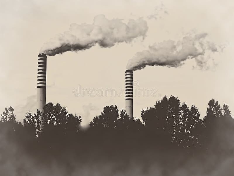 Fabrik stapelt Retro- Weinlesehintergrund Kamine Sepia lizenzfreie stockfotos Fabrik stapelt Retro- Weinlesehintergrund Kamine Sepia lizenzfreie stockfotos