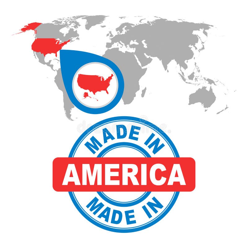 Fabriqué En Amérique Timbre Des Etats Unis Carte Du Monde