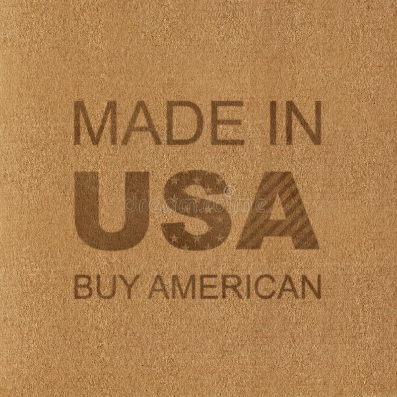 Fabriqué aux Etats-Unis Achetez l'Américain Inscription sur le carton