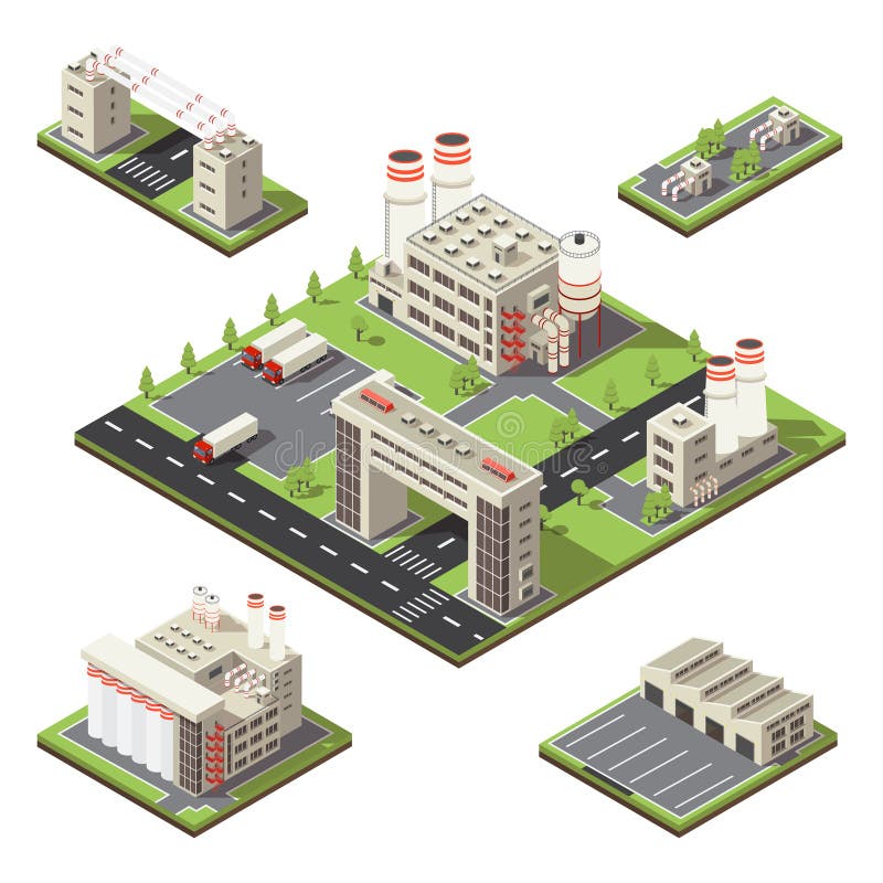 Fabrycznego terytorium Isometric skład ilustracji Fabrycznego terytorium Isometric skład ilustracji