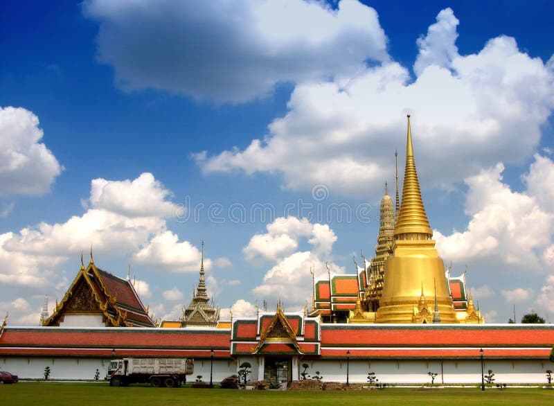 Fabulous Grand Palace and Wat Phra Kaeo - Bangkok, Thailand 3. Bangkok's most famous landmark was built 1782. Within the palace complex are several impressive royalty free stock image Fabulous Grand Palace and Wat Phra Kaeo - Bangkok, Thailand 3. Bangkok's most famous landmark was built 1782. Within the palace complex are several impressive royalty free stock image