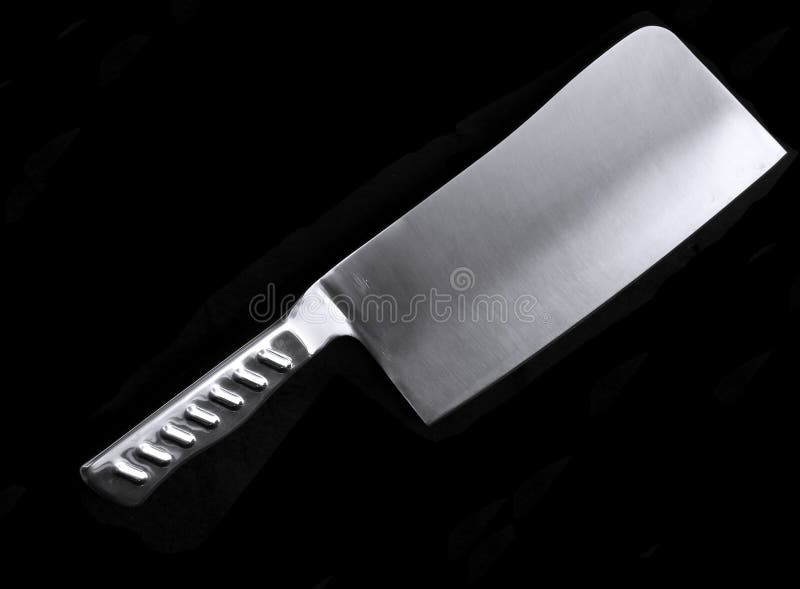 A Chinese cleaver knife on black background. A Chinese cleaver knife on black background