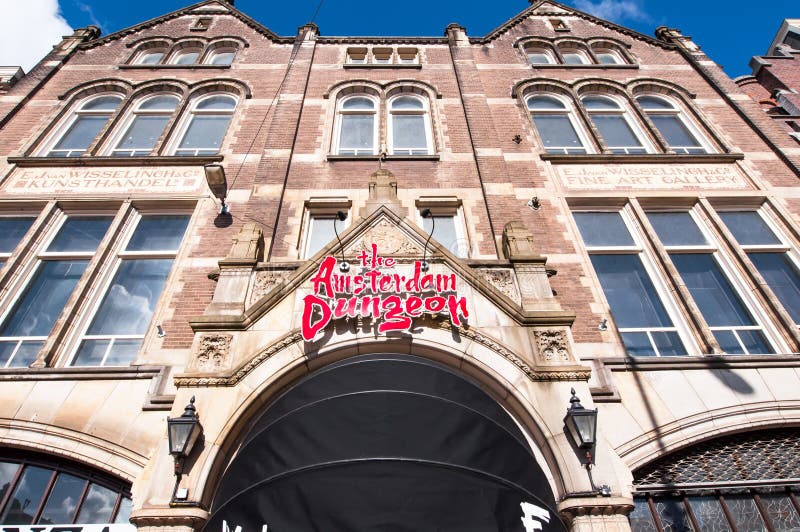 Facade of the Amsterdam Dungeon attraction, the horror theater show.