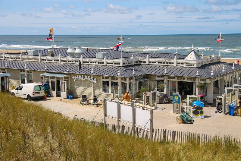 Facade of beach pavilion Thalassa in Zandvoort, the Netherlands