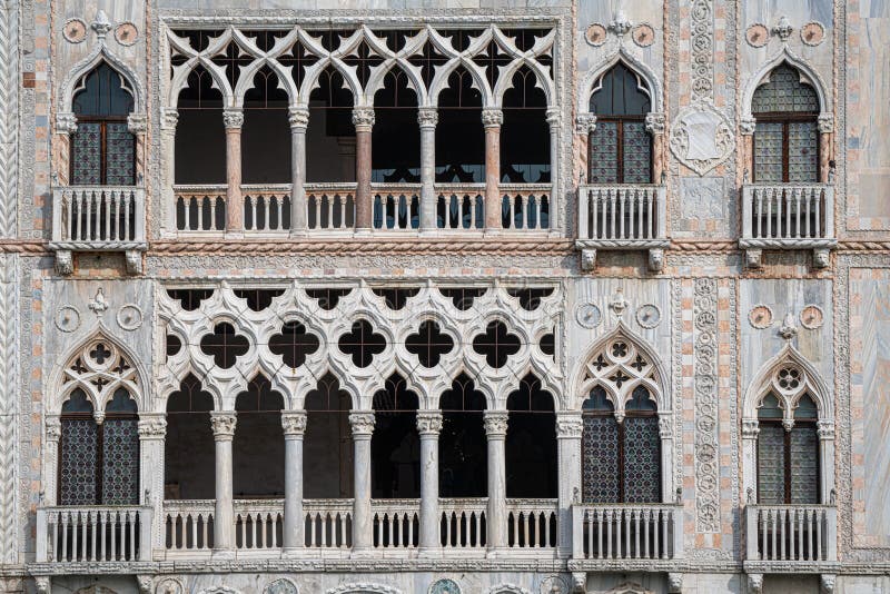 Facade of Ca`d`Oro or Palazzo Santa Sofia in Venice, Italy