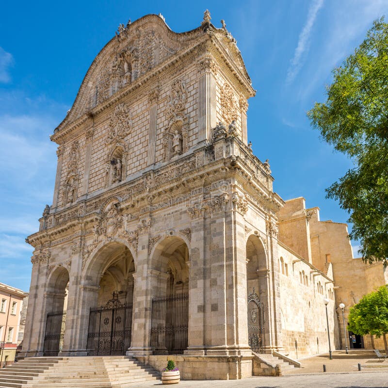 Facade of Cathedral San Nicola in Sassari stock image Facade of Cathedral San Nicola in Sassari stock image