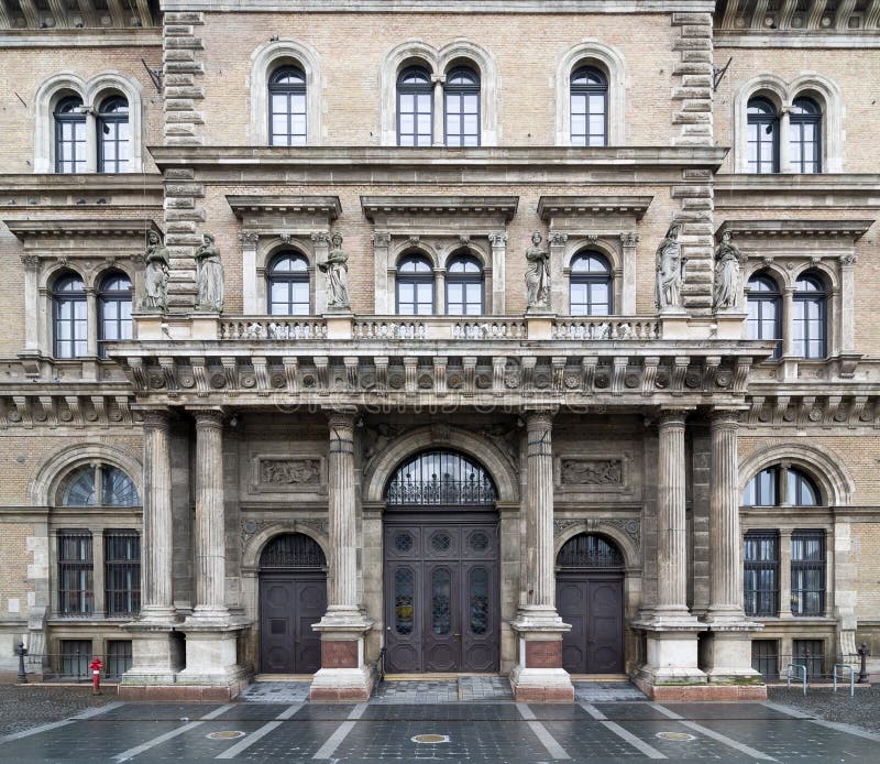 Facade of the Corvinus University of Budapest. Budapest, Hungary