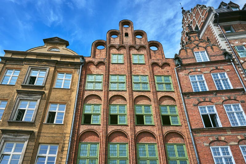 Facade historic brick tenement houses building royalty free stock photography Facade historic brick tenement houses building royalty free stock photography