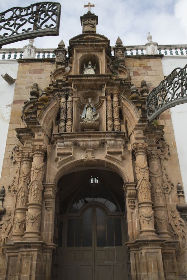 Facade of Metropolitan Cathedral of Sucre, Bolivia royalty free stock photography Facade of Metropolitan Cathedral of Sucre, Bolivia royalty free stock photography