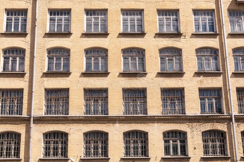 Facade of an old brick apartment buildings