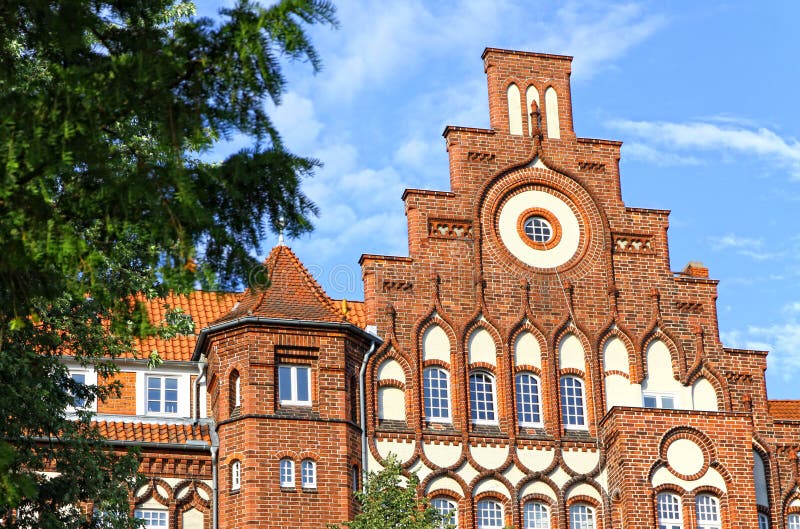 Facade of Old German Residential House in Lubeck Stock Photo - Image of